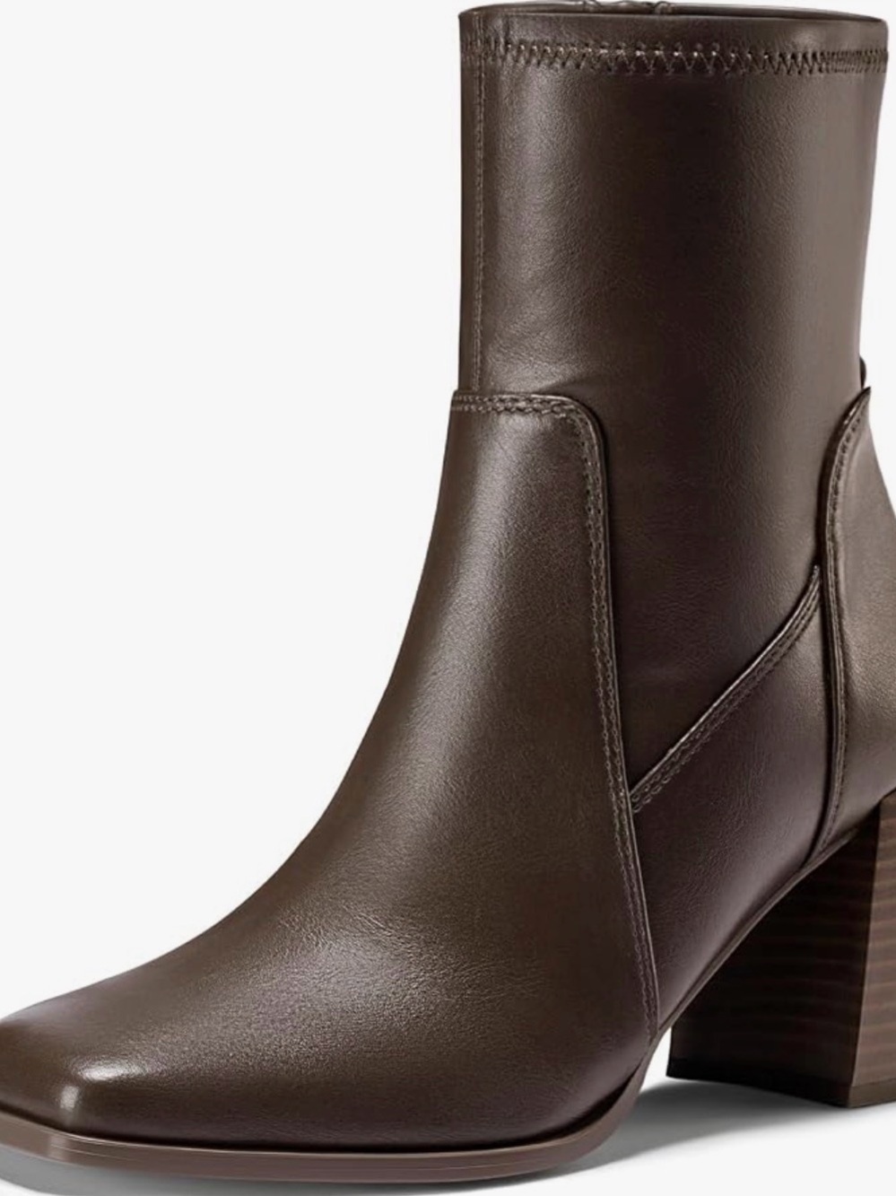Women's Brown Leather Block Heel Ankle Boots